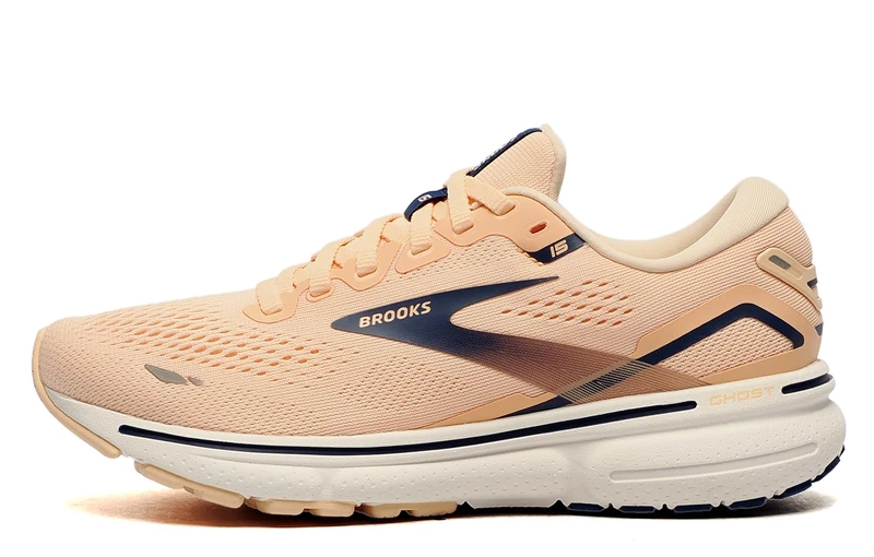 Brooks Ghost 15 Women's Running Shoes, Apricot/Estate Blue/White - 7 UK