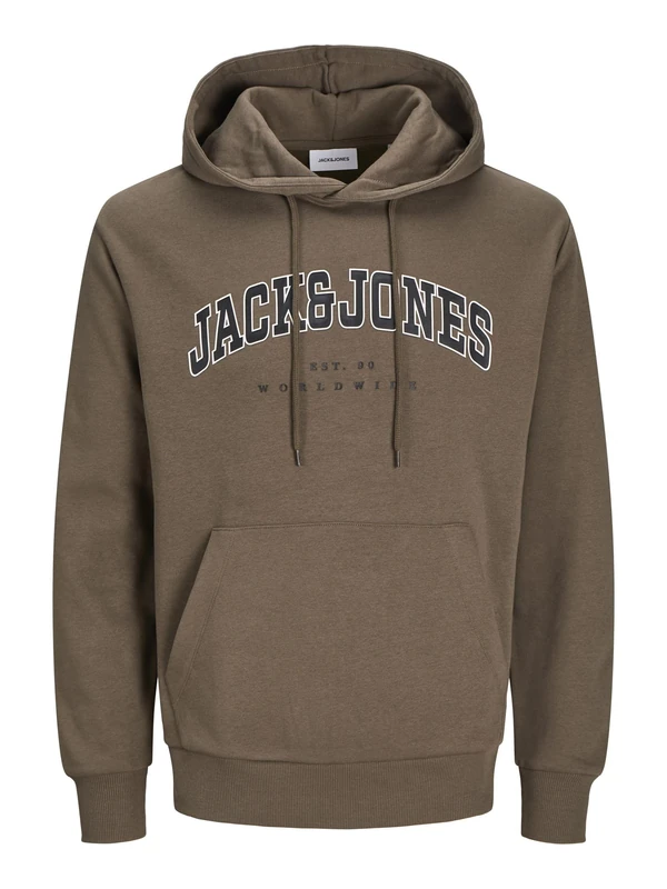 JACK & JONES Men's Jjecaleb Varsity Sweat Hood Noos Sweatshirt, Canteen, XS