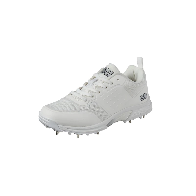 Gunn & Moore GM | Spike Cricket Shoes | Kryos | Premium Breathable Microfibre PU Upper | 2-Tone TPU Outsole | with Moulded Pimples | Size UK 10 EU 44.5 Approx Foot Length 279 mm White