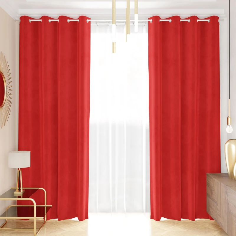 PETTI Artigiani Italiani - Velvet Curtains with Panels for Interior with Rings 2 Pieces 140 x 280 cm, Velvet Curtain for Bedroom and Living Room, Insulating and Modern, Red, 100% Made in Italy - Image 1