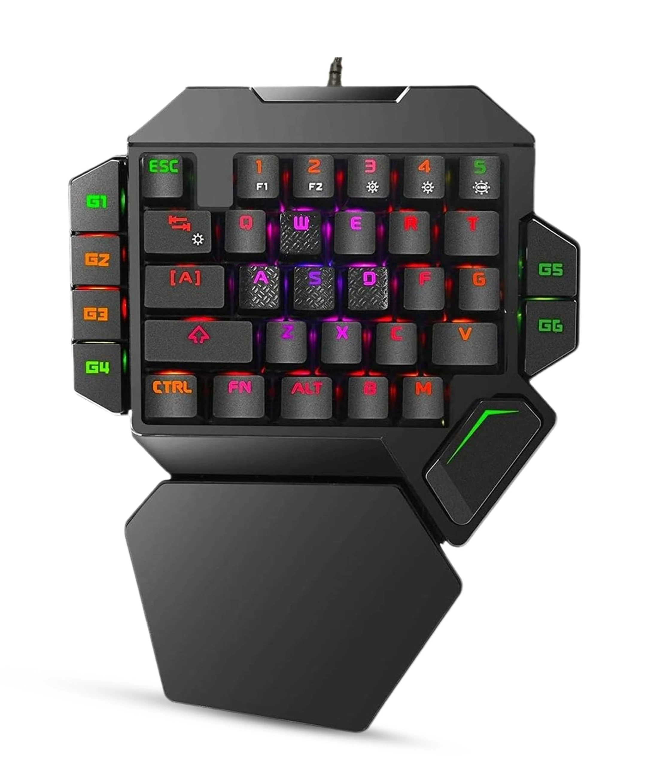 Gugxiom Single Hand Gaming Keyboard, Typewriter Style Mechanical Gaming Keyboard, 35 Keys One-Handed Keyboard RGB Blacklight Mechanical Keyboard, Small and Portable with Macro Definition F