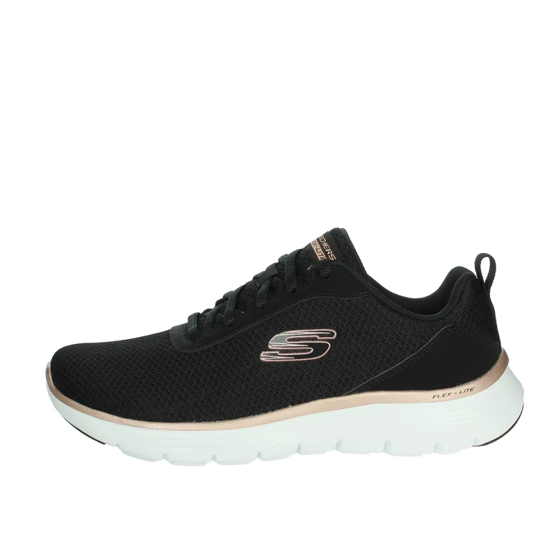 Skechers Women's Flex Appeal 5.0 Uptake Sneaker, Black Mesh/Rose Gold Trim, 2.5 UK