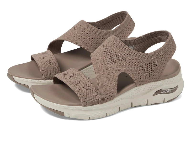 Skechers Women's Arch Fit Brightest Day Sandals, Mocha Knit, 6 UK
