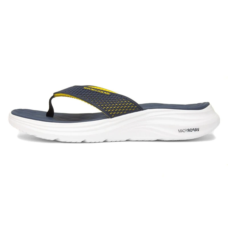 Skechers Men's Vapor Foam Sandal Sayto Sandals, Navy KPU/Yellow Trim, 9.5 UK