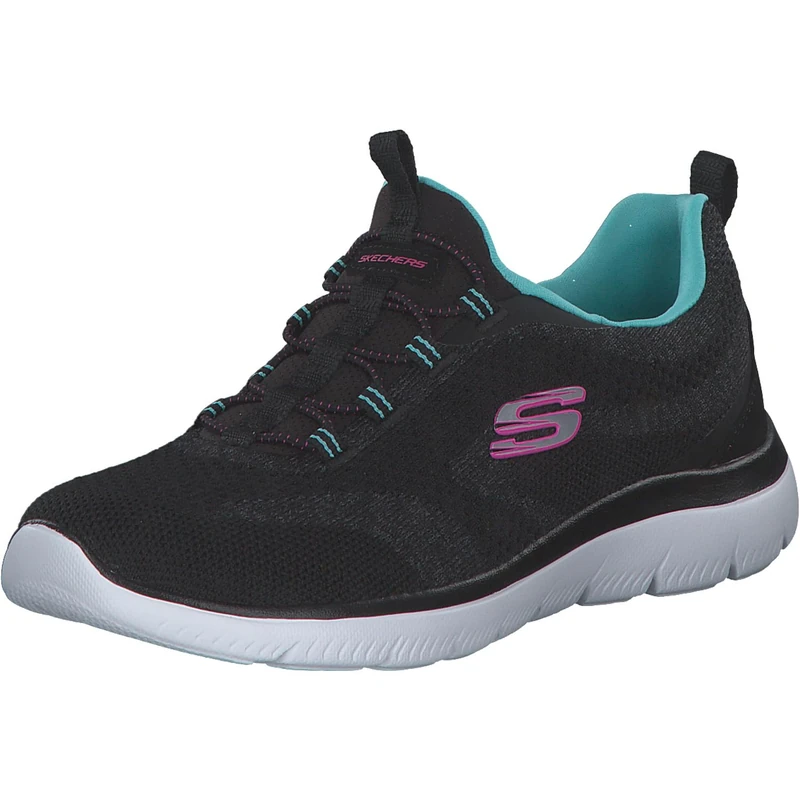 Skechers Women's Summits New Nature Trainers, Black Knit/Pink & Aqua Trim, 6 UK