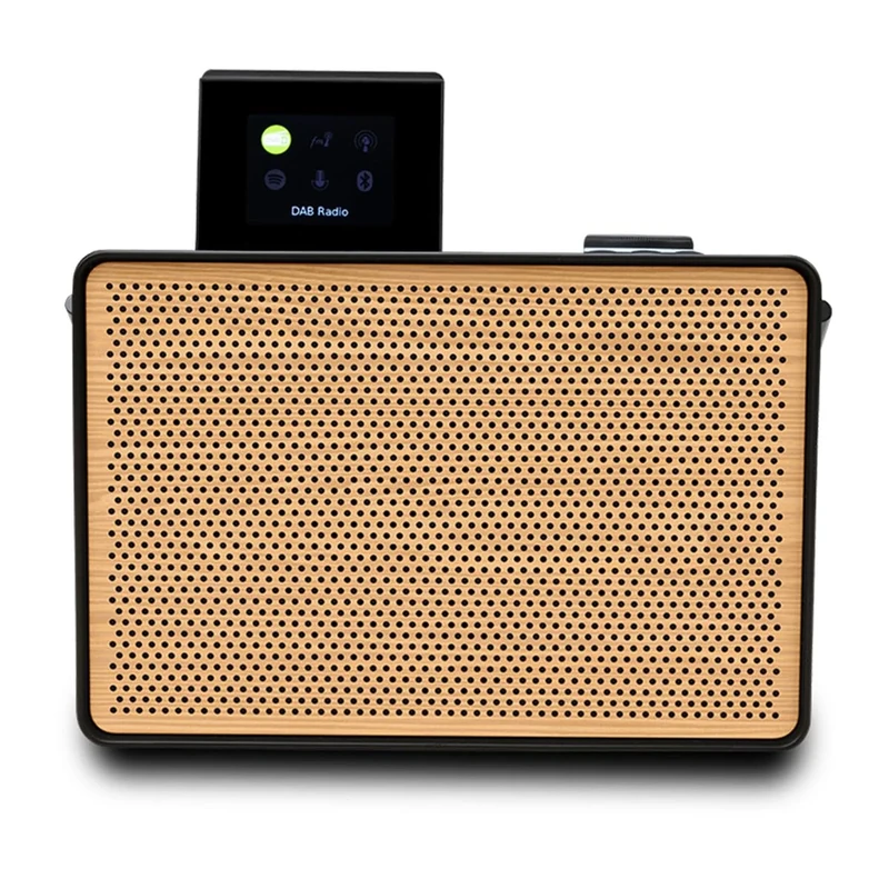 Pure Evoke Play – Stereo system with cherry wood design, portable music player with 40 watts, Internet radio, DAB+, FM, Bluetooth, Spotify Connect, color display and carry handle – Black