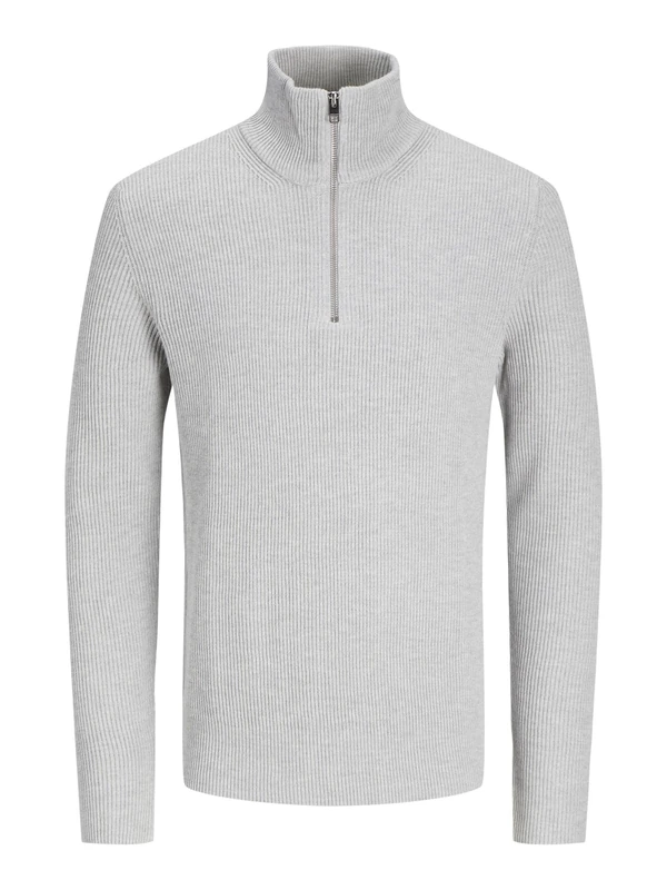 JACK & JONES Men's Jjeperfect Knit Half Zip Sn Knitted Jumper, Light Grey Mix, L
