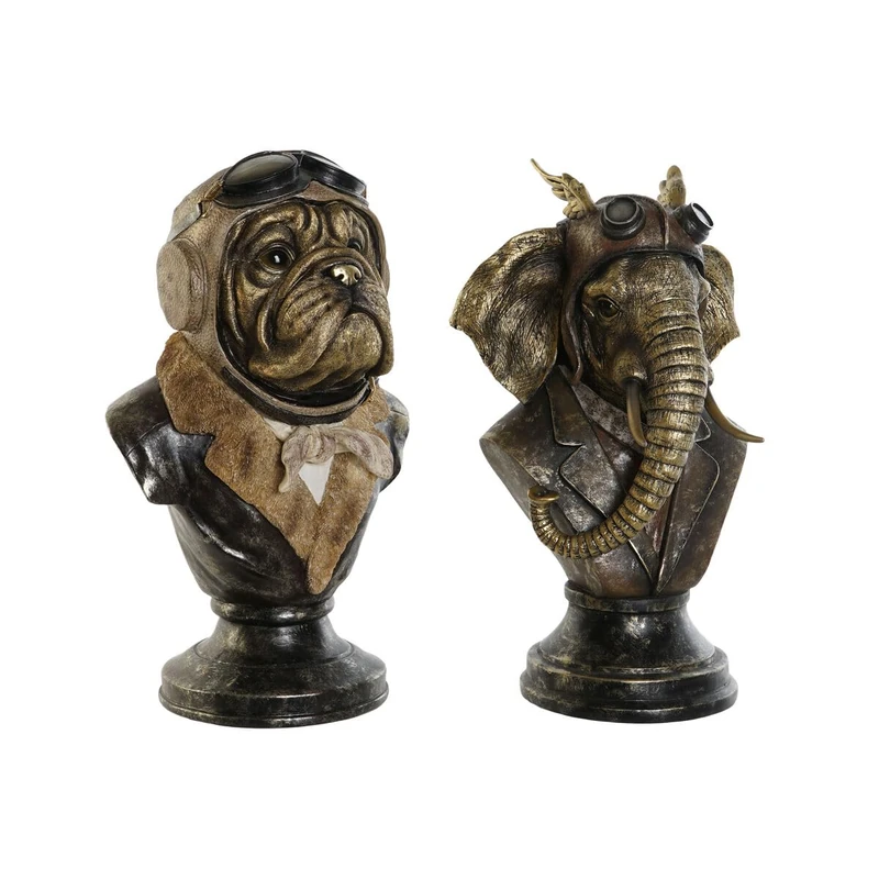 Home ESPRIT Decorative Figurine Steampunk Grey Multicoloured 21 x 18 x 35 cm (2 Units)