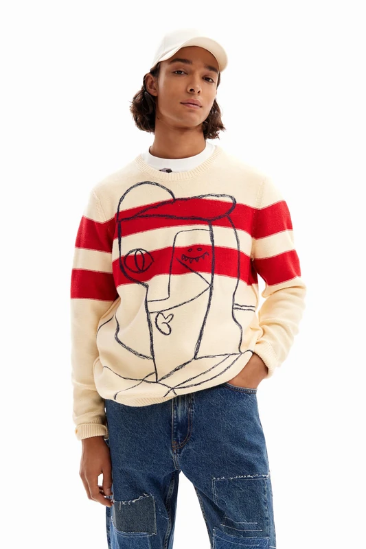 Desigual Men's JERS_Fidelio Sweater, White, L - Image 1