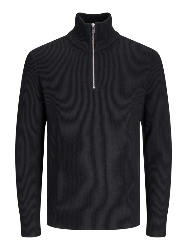 JACK & JONES Mens Jjeperfect Half Zip Sn Knitted Jumper, Black, S UK