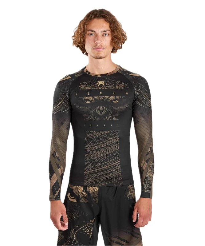 Venum, Gorilla Jungle Rashguard Long Sleeves, Men's, S, Black/Sand