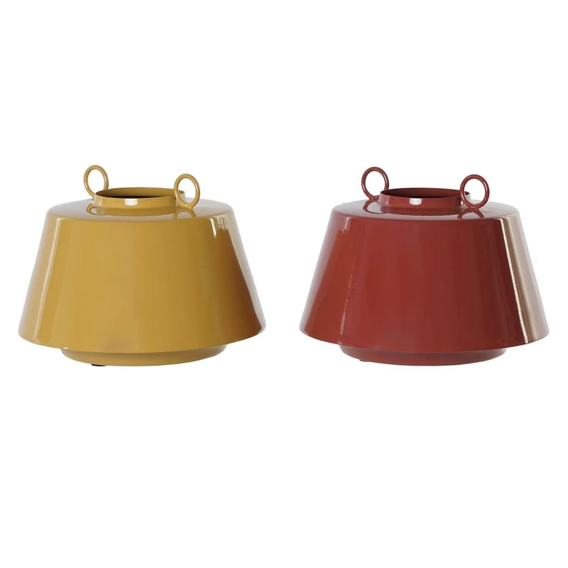 Home ESPRIT Mustard Vase Terracotta Lacquered Iron 24 x 24 x 19 cm (2 Units) - Image 1