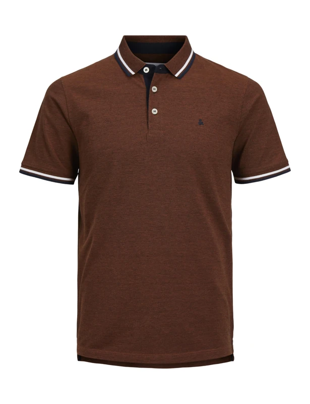 Jack & Jones Jjepaulos Mens Polo Shirt - Brown/Blue - 4XL