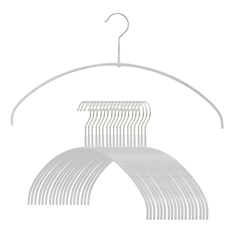 Mawa Narrow Petite Clothing Hangers, Steel Hanger with Non-Slip Coating, for Shirts, Dresses, Camisoles, T-Shirts, Space-Saving, 360-degree Rotatable Hook, 20 Count (Pack of 1) - Image 1