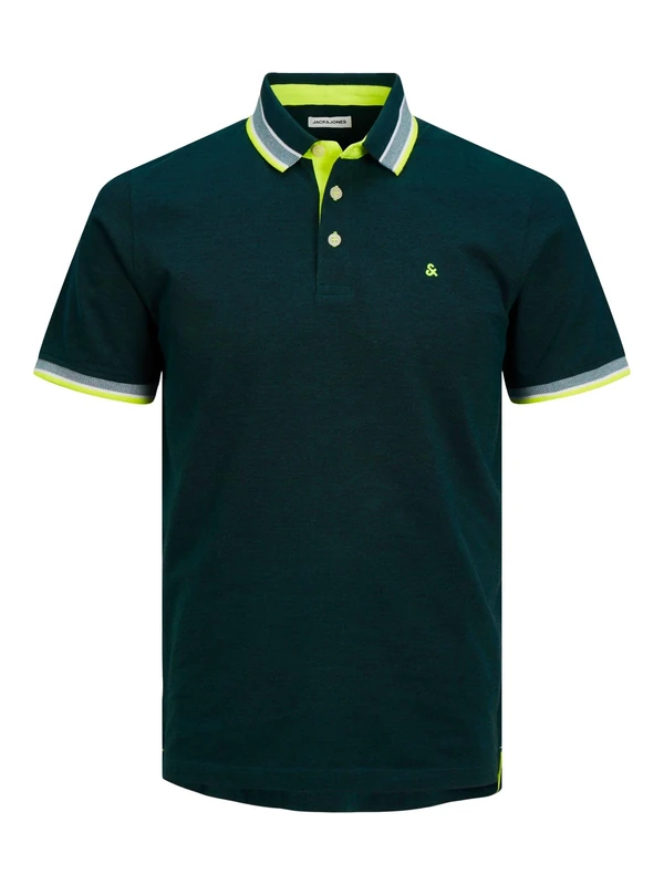 Jack & Jones Mens Jjepaulos Noos Pls Polo Shirt, Deep Teal/Detail: Neon, 4XL UK