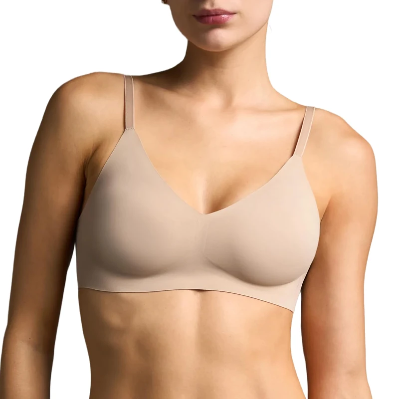 EBY Women's Seamless Adjustable Straps Bra, Opaque, Nude, L-Large