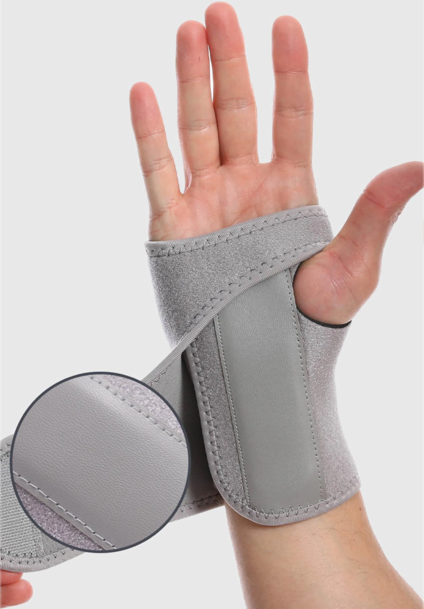 Compression Wrist Support Brace for Men & Women | Adjustable Wrist Support Wraps | Wrist Band Support Sleeve | Carpal Tunnel Brace for Pain Relief, Tendonitis, Arthritis, Gym, Sports (Gray, Left)