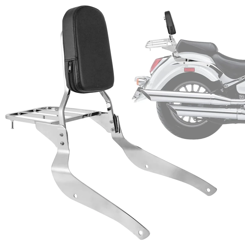 DSISIMO Chrome Backrest Sissy Bar With Luggage Rack Backrest Pad Compatible With For Suzuki Boulevard M50 C50 2005-2012 Volusia VL800 VZ800 VL800 VL800T 2001-2004