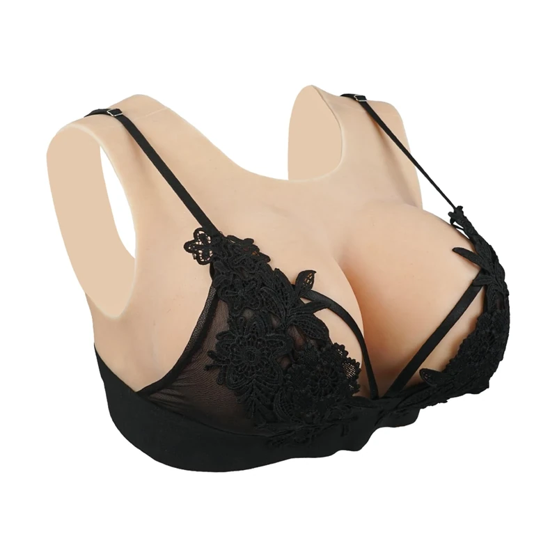 KUMIHO Silicone Breasr Forms Realitic Breastform Round Collar with Hollow back for Crossdresser Transgender Mastectomy Asian Yellow G Cup