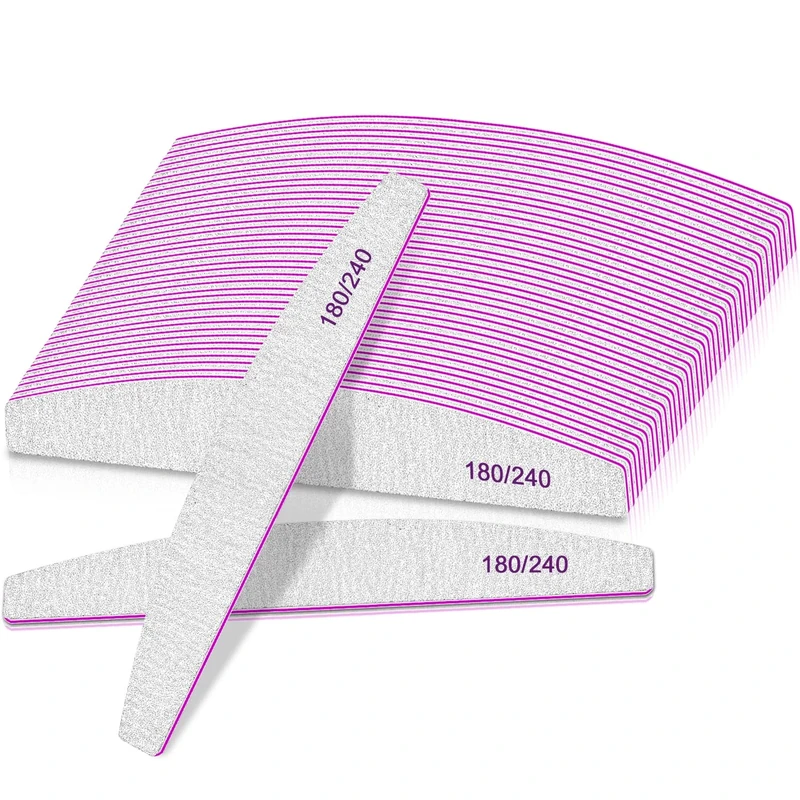 Professional Nail Files, 25pcs 180/240 Grit Double Sided Emery Board for Nails, Coarse Washable Nail Files for Acrylic Nails & Natural Nails, 25 Pack Fine Grit Nail File