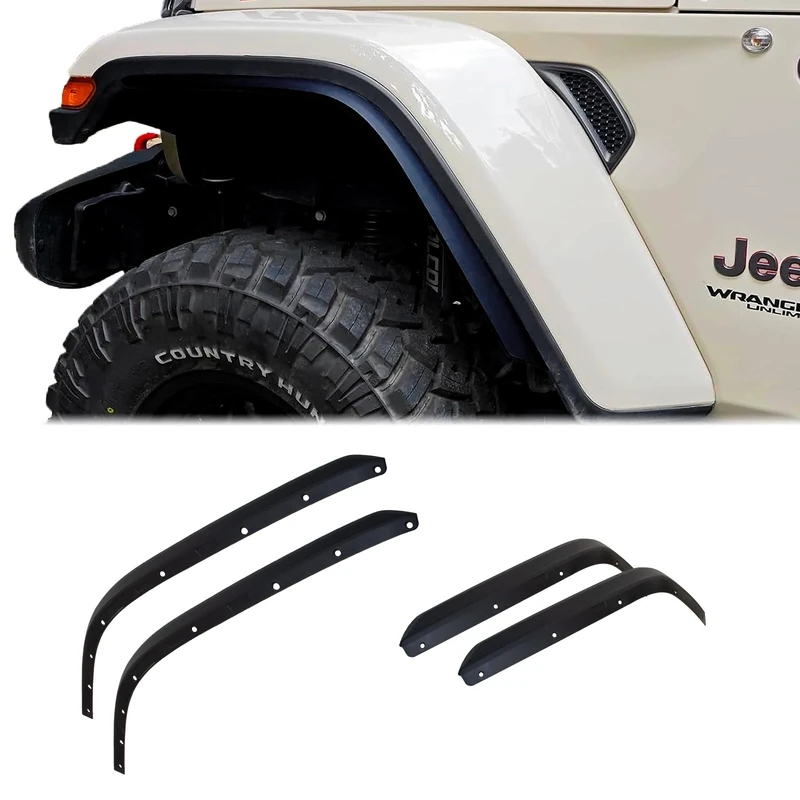 ETL INDUSTRIES Front & Rear Fender Flares Extensions Set Fits 2018-2023 for Jeep Wrangler JL JLU Unlimited Rubicon 2/4 Doors Wheel Fender Liner