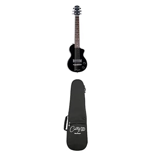Carry-on Mini Jet Black Electric Guitar – Compact 3/4 Size for Travel, Beginners, Kids & Adults
