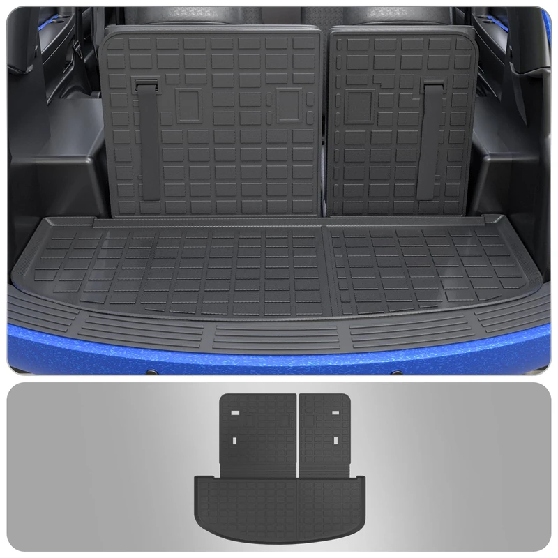 Thinzyou Cargo Mat Compatible with 2020-2024 Kia Telluride Trunk Mat Cargo Liner Trunk Liner TPE All Weather Back Seat Cover Protector 2023 Telluride Accessories (Trunk Mat with Backrest Mat)