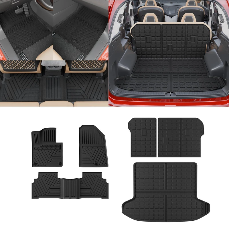 Thinzyou Floor Mats Compatible with 2023 2024 Kia Sportage Cargo Mat Trunk Mat Cargo Liner TPE All Weather Back Seat Cover Protector Sportage Accessories (Trunk Mat+Backrest Mats+Floor Mats)