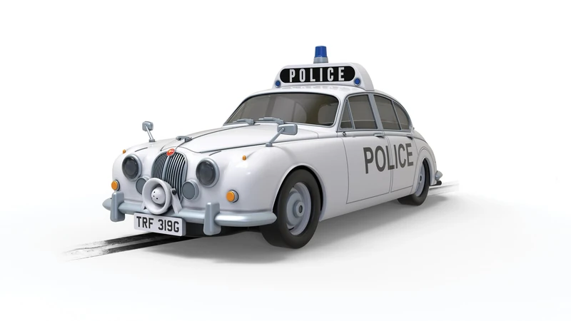 Scalextric Cars - C4420 Jaguar MK2 - Police Edition - Toy Slot Car for use Race Tracks or Set - Small Kids Gift Ideas for Boy/Girl Ages 5 Accessories, White