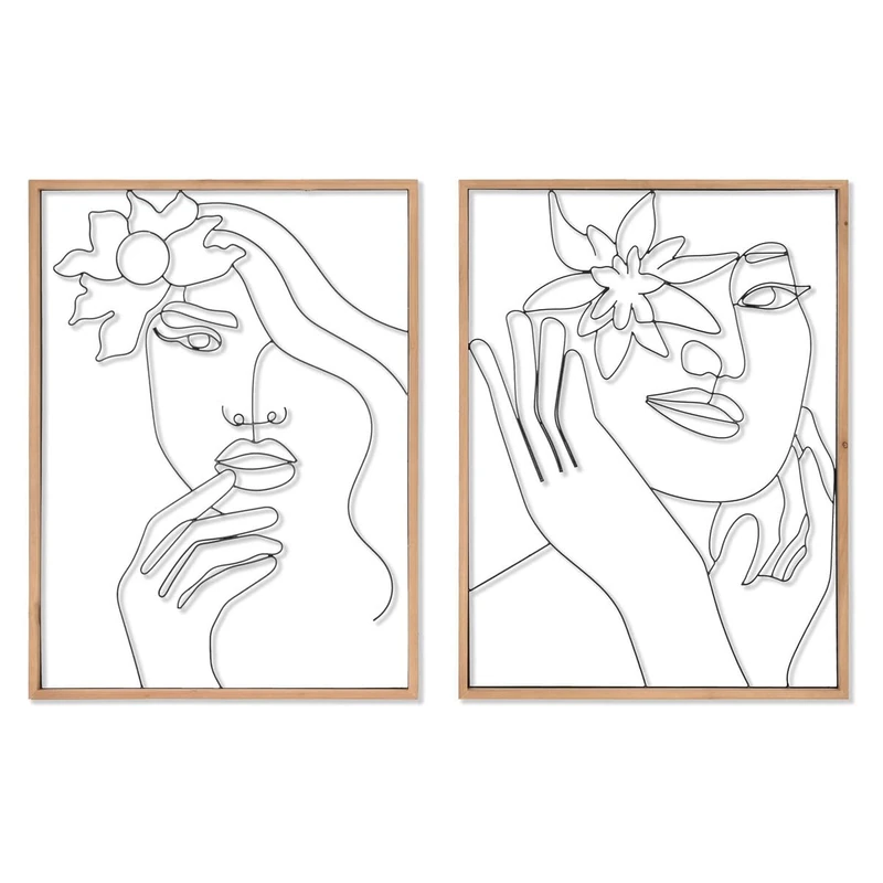 Home ESPRIT Canvas Scandinavian Woman 60 x 2.5 x 80 cm (2 Units)