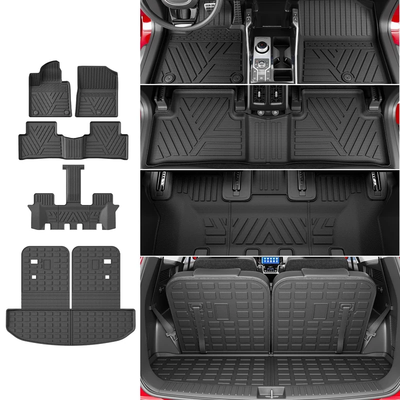 xipoqix Cargo Mat Floor Mat Compatible with 2021-2024 Kia Sorento (Not Fit Hybrid) Back Seat Protector Replacement for 2021-2024 Kia Sorento Accessories (Cargo Mat with Backrest Mat+Floor Mat)