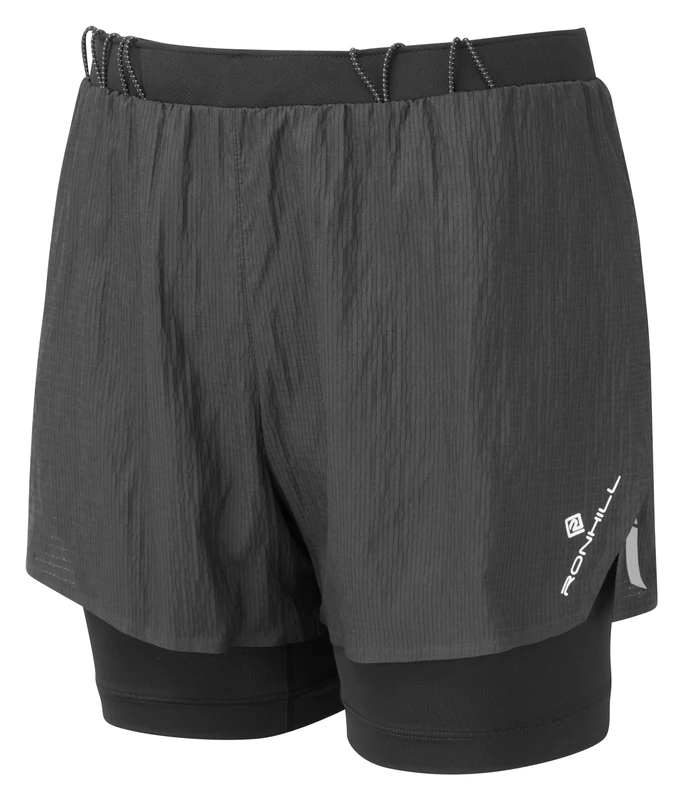 Ronhill Running, Wmn's Tech Race Twin 2in1 Short, All Black, Size 14