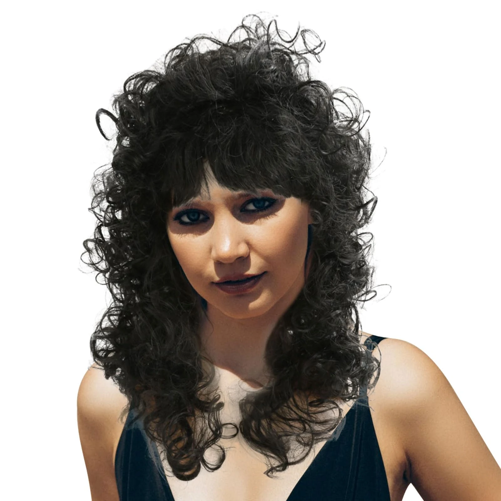 SKHAOVS 70s 80s Wigs - Long Curly Hair, Fancy Dress Wig, Disco Wig for 80s Theme Party, Halloween, Carnivals (Black)