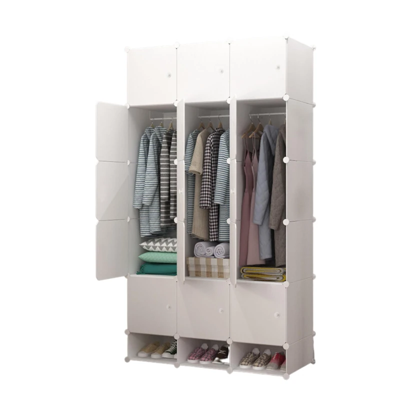 MAGIC SELECT Wardrobe Modular, Module Shelving, Modular Clothes Organizer Wardrobe for Home, Storage Shelf for Bedroom, 18 Modules, 2 Bars, 192x105 cm, White - Image 1