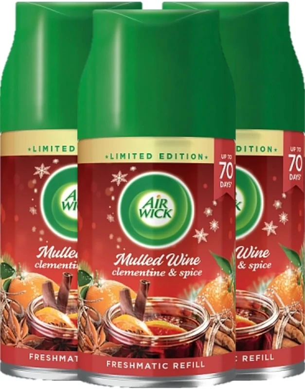 Air Wick Winter Scents | Freshmatic Max Refills | Infused with Natural Essential Oils (Mulled Wine) - 3 units