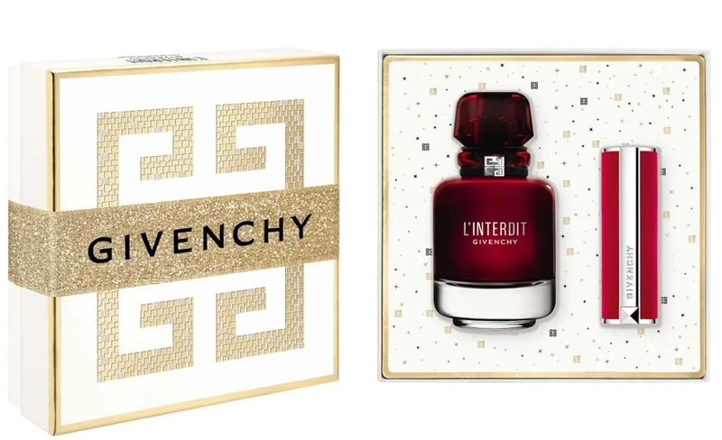 LInterdit by Givenchy for Women - 2 Pc Gift Set 1.7oz EDP Rouge Spray, 0.11oz Deep velvet Lipstick