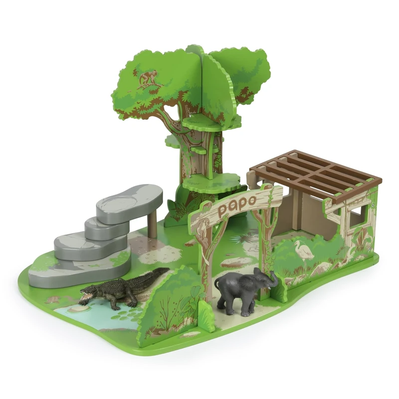 Papo - Wildlife - The Animal Reserve - 80011 - Wooden playset for figurines - Collectible - For Children Age 3+, Boys and Girls, Green
