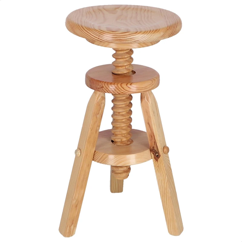 WELL HOME MOBILIARIO & DECORACIÓN Round wooden swivel stool, varnish finish, 29x29x64 cm