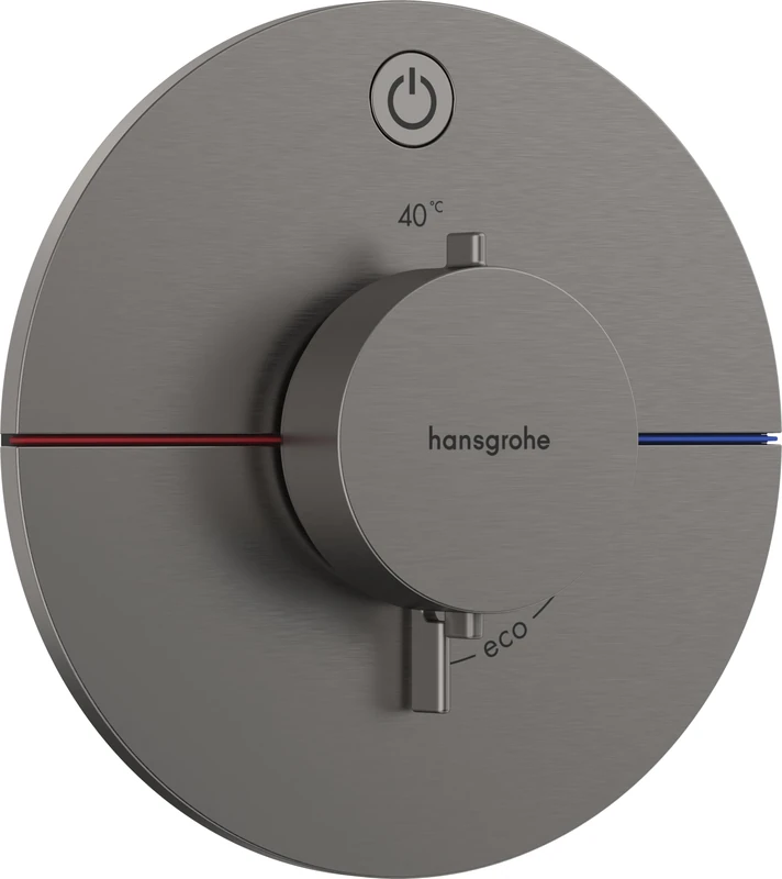 hansgrohe ShowerSelect Comfort S - thermostat conceiled, bathroom tap with safety stop at 40 °C, thermostat round for showers and bath tubs, shower mixer for 1 function, brushed black chrome, 15553340