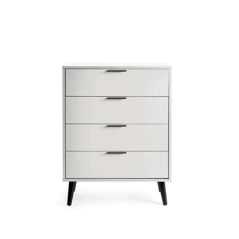 Julian Bowen Alba 4 Drawer Wide Chest-Soft Close, Wood, Grey, 100.5 x 78 x 40