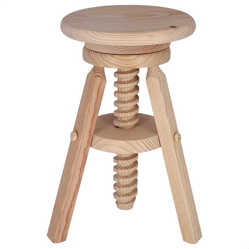 WELL HOME MOBILIARIO & DECORACIÓN Round Swivel Stool in Wood, Finish WITHOUT Varnish, 29x29x64cm