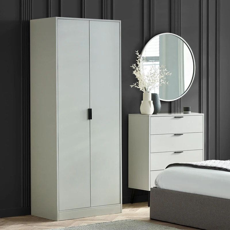 Julian Bowen Alba 2 Door Wardrobe, Rubberwood, Silk Grey, One size