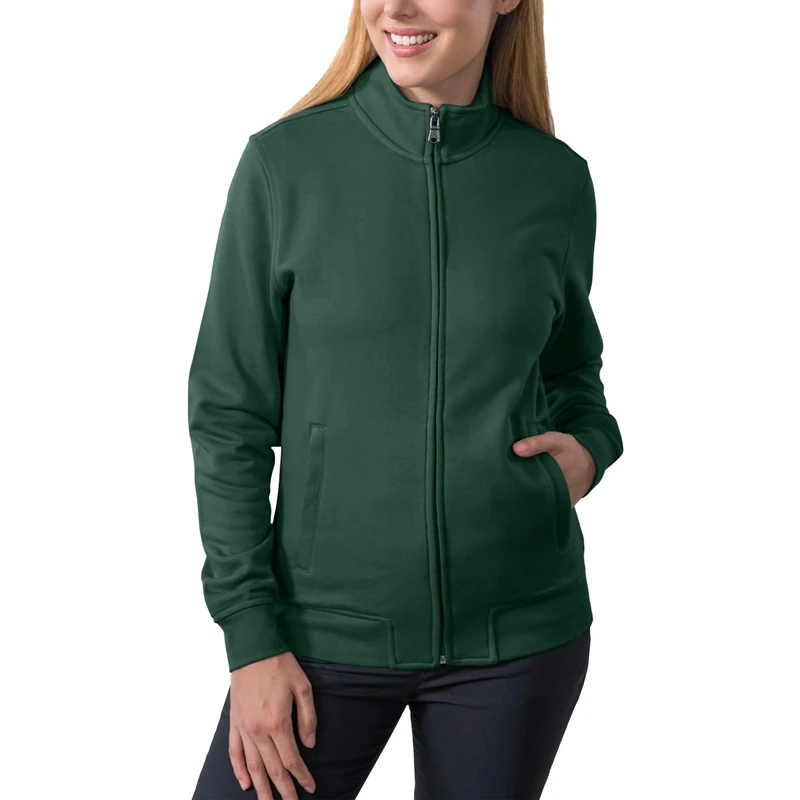 HRM Women's Premium Full-Zip Sweat Jacket I Fair Trade Women's Sweat Jacket, 360 g/m², Made from 70% Cotton & 30% Recycled Polyester, Bottle-green, M
