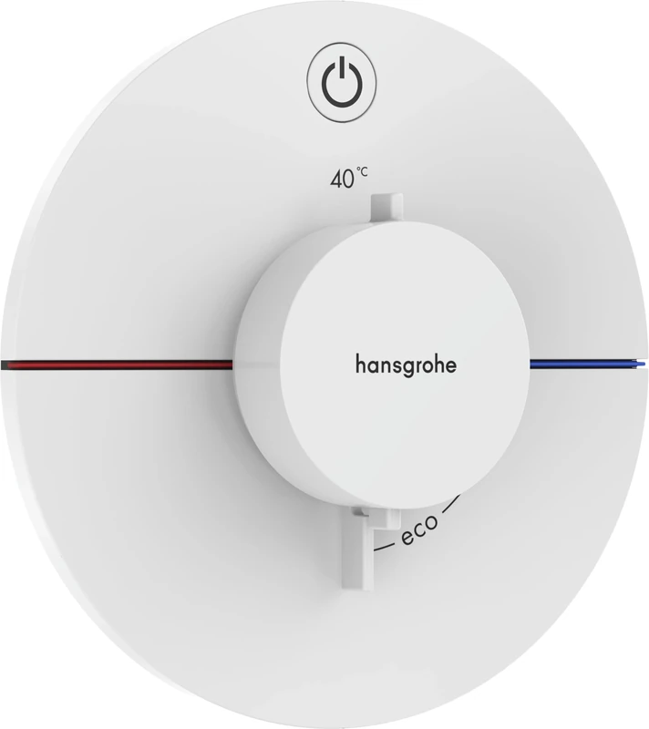 hansgrohe ShowerSelect Comfort S - thermostat conceiled, bathroom tap with safety stop at 40 °C, thermostat round for showers and bath tubs, shower mixer for 1 function, matt white, 15553700