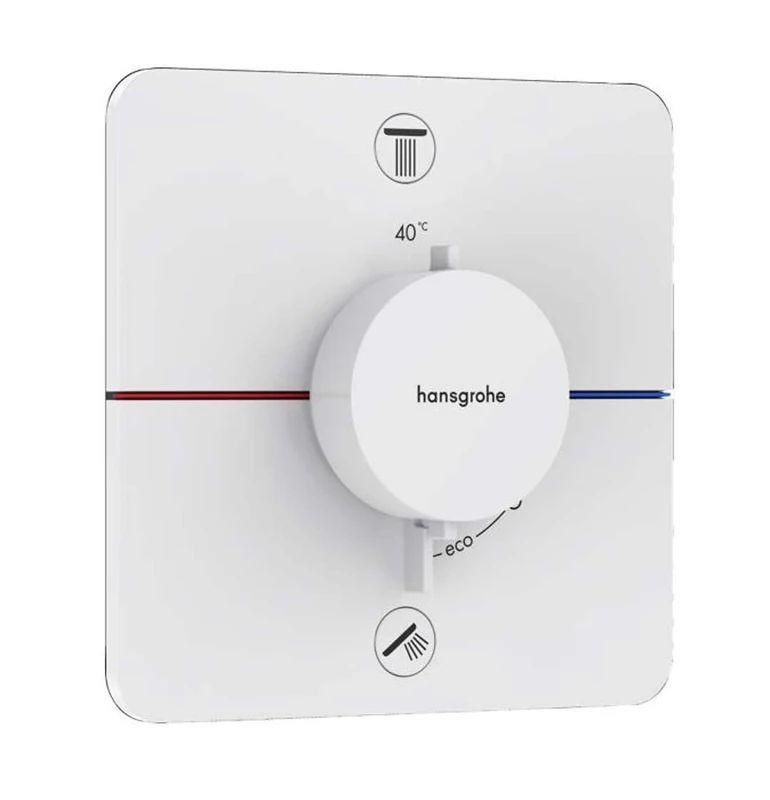 hansgrohe ShowerSelect Comfort Q - thermostat conceiled, bathroom tap with safety stop at 40 °C, thermostat for showers and bath tubs, shower mixer for 2 functions, matt white, 15583700