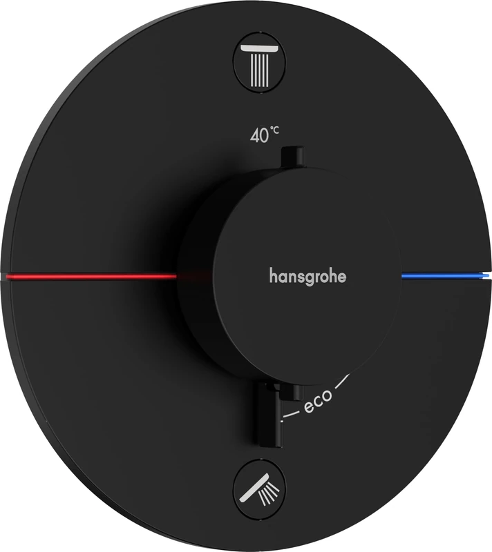 hansgrohe ShowerSelect Comfort S - thermostat conceiled, bathroom tap with safety stop at 40 °C, thermostat round for showers and bath tubs, shower mixer for 2 functions, matt black, 15554670