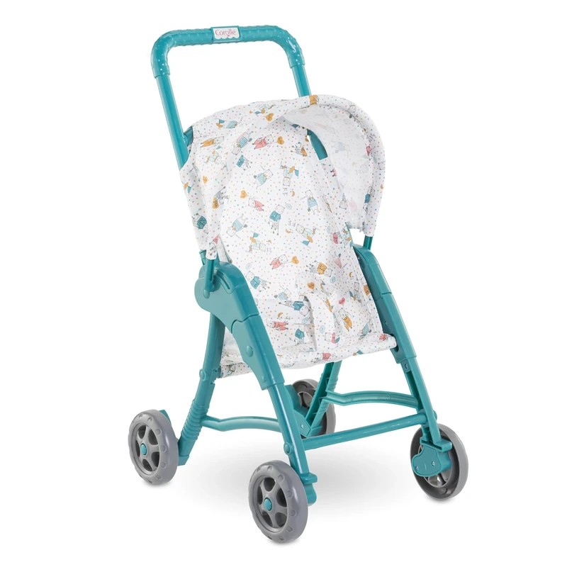 Corolle Baby Doll Stroller with Folding Canopy - Teal - Mon Premier Poupon Accessories Fit 12" Dolls - for Kids Ages 18 Months and up