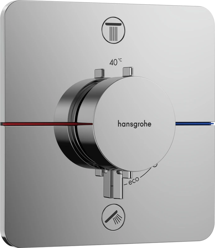 hansgrohe ShowerSelect Comfort Q - thermostat conceiled, bathroom tap with safety stop at 40 °C, thermostat for showers and bath tubs, shower mixer for 2 functions, chrome, 15583000