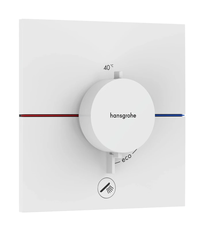hansgrohe ShowerSelect Comfort E - thermostat conceiled, bathroom tap with safety stop at 40 °C, thermostat square for showers and bath tubs, shower mixer for 1 function, matt white, 15575700