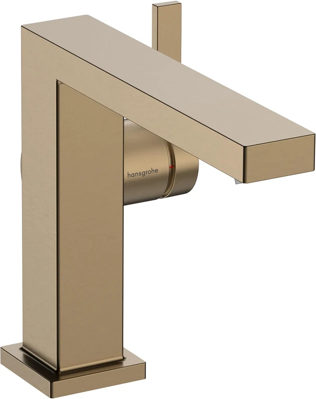 hansgrohe Tecturis E Fine - bathroom tap without waste, energy-saving (CoolStart), bathroom sink tap with spout height 110 mm, basin mixer tap water-saving (EcoSmart+), brushed bronze, 73021140